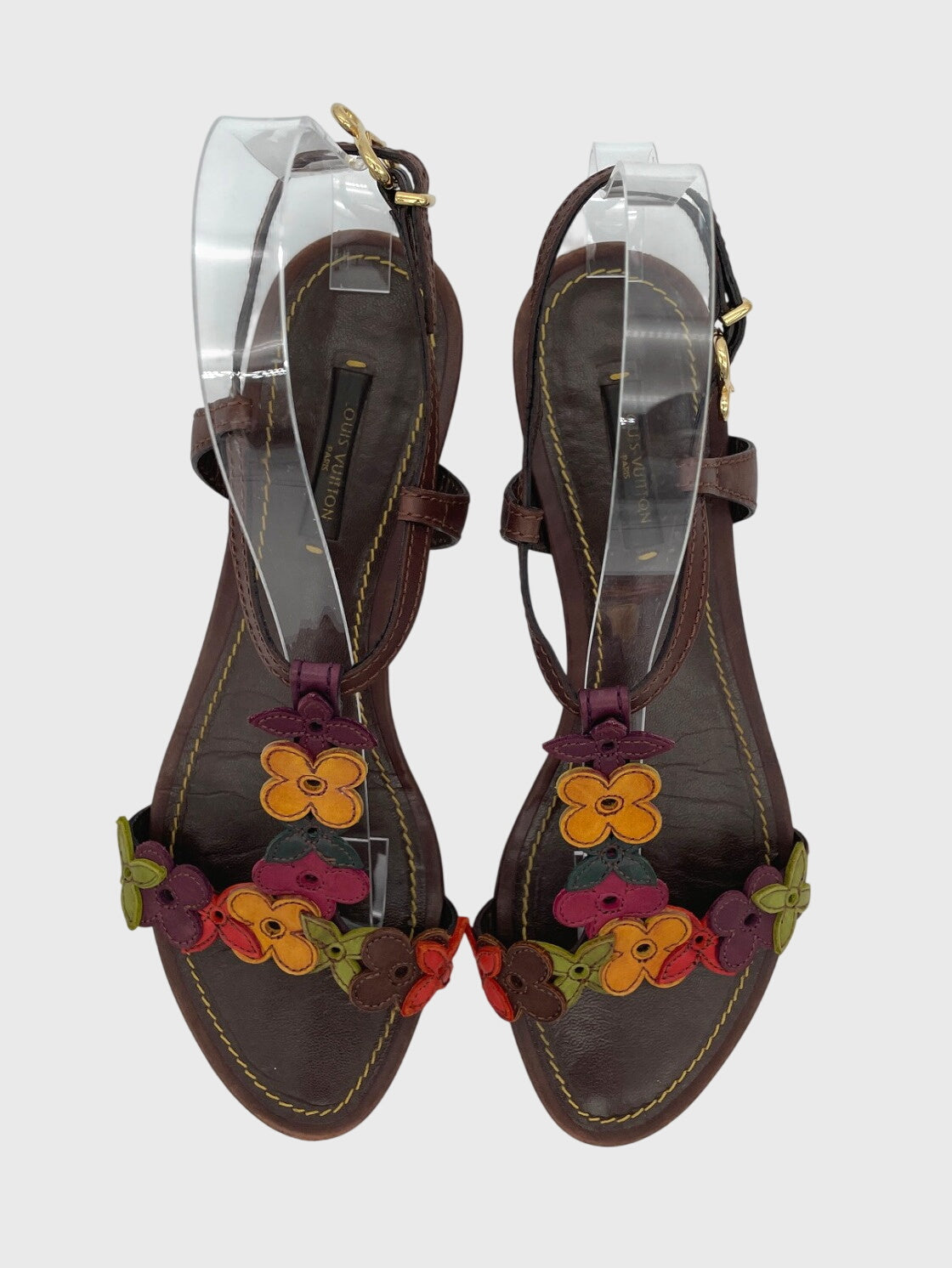 Louis Vuitton Aubepine Floral  Flache Sandale EU 37 Mehrfarbig