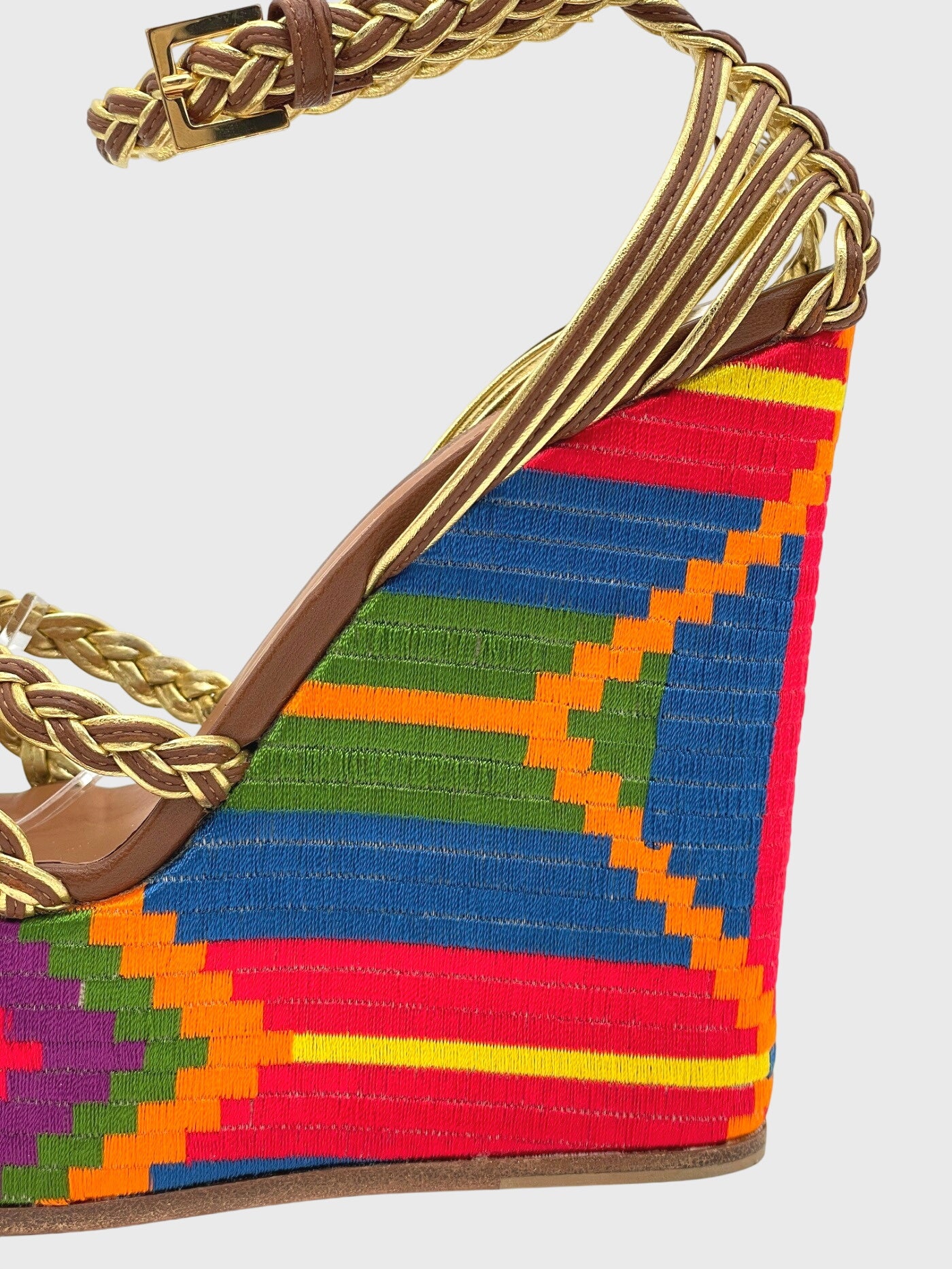 Roberto Cavalli Shoes Embroidered Wedge Sandale mit Absatz EU 39 Mehrfarbig