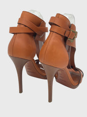 Ralph Lauren Collection T-Strap Vachetta Sandale mit Absatz EU 38.5 Braun - Image 4