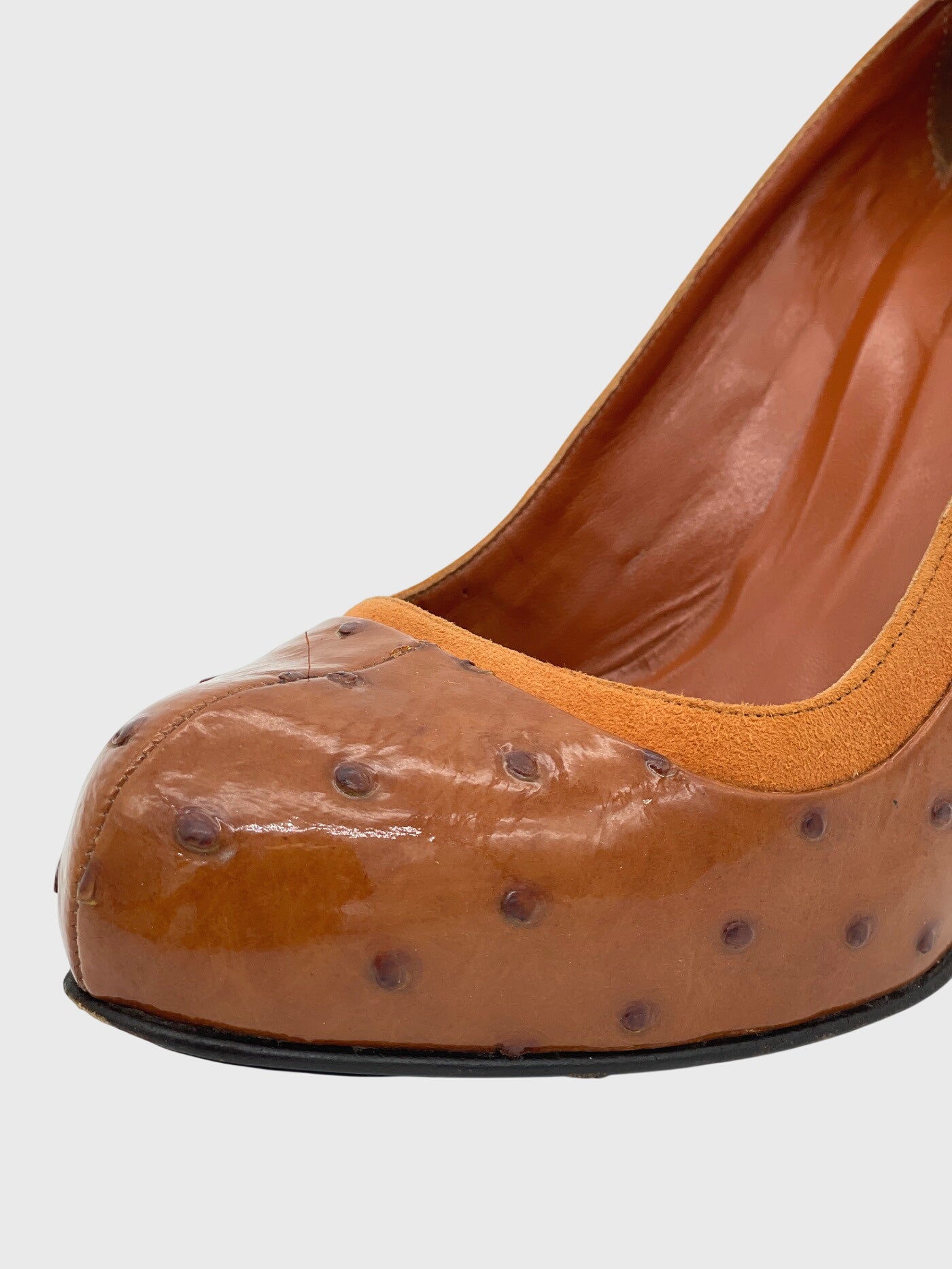 Bally Ostrich Leather Plateau Pump EU 39 Braun - Image 7
