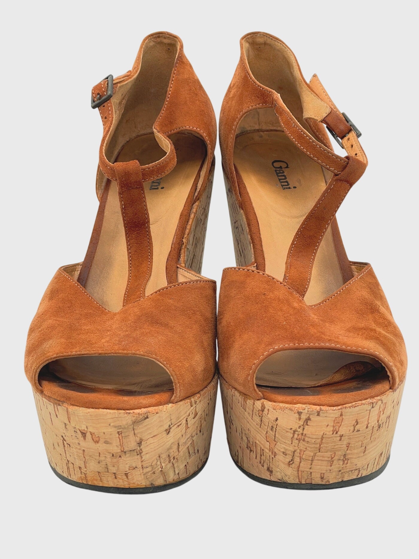 Ganni Cork Wedge Sandale mit Absatz EU 40 Braun