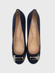Santoni Suede Block-Heel  Klassischer Pump EU 41 Blau