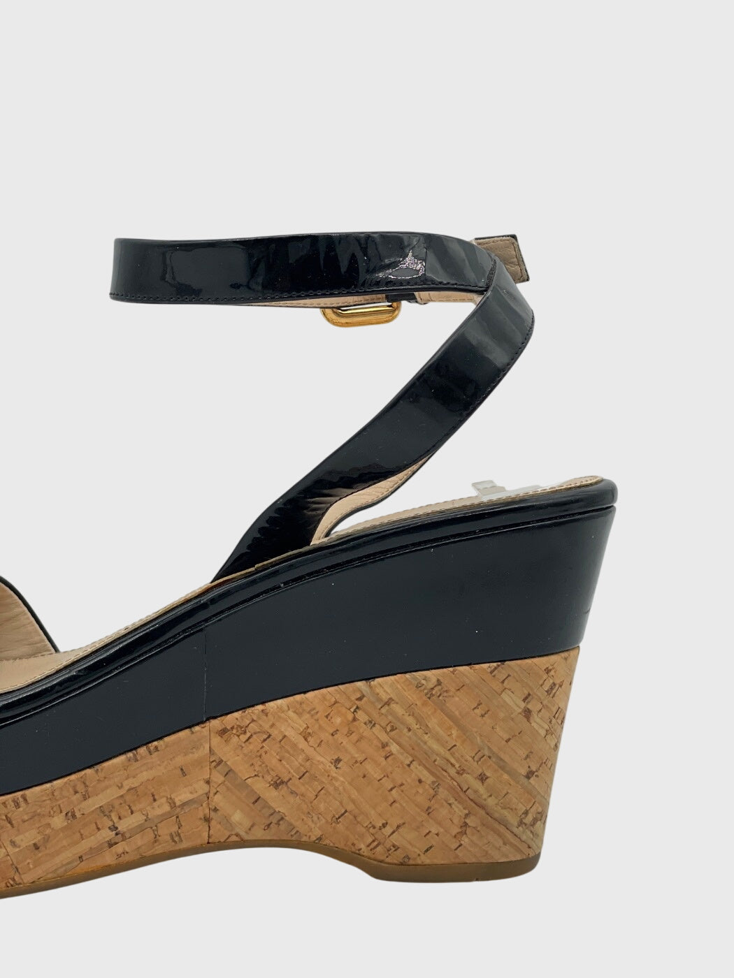 Prada Vernice Sughero Sandale mit Absatz EU 39.5 Schwarz - Image 7