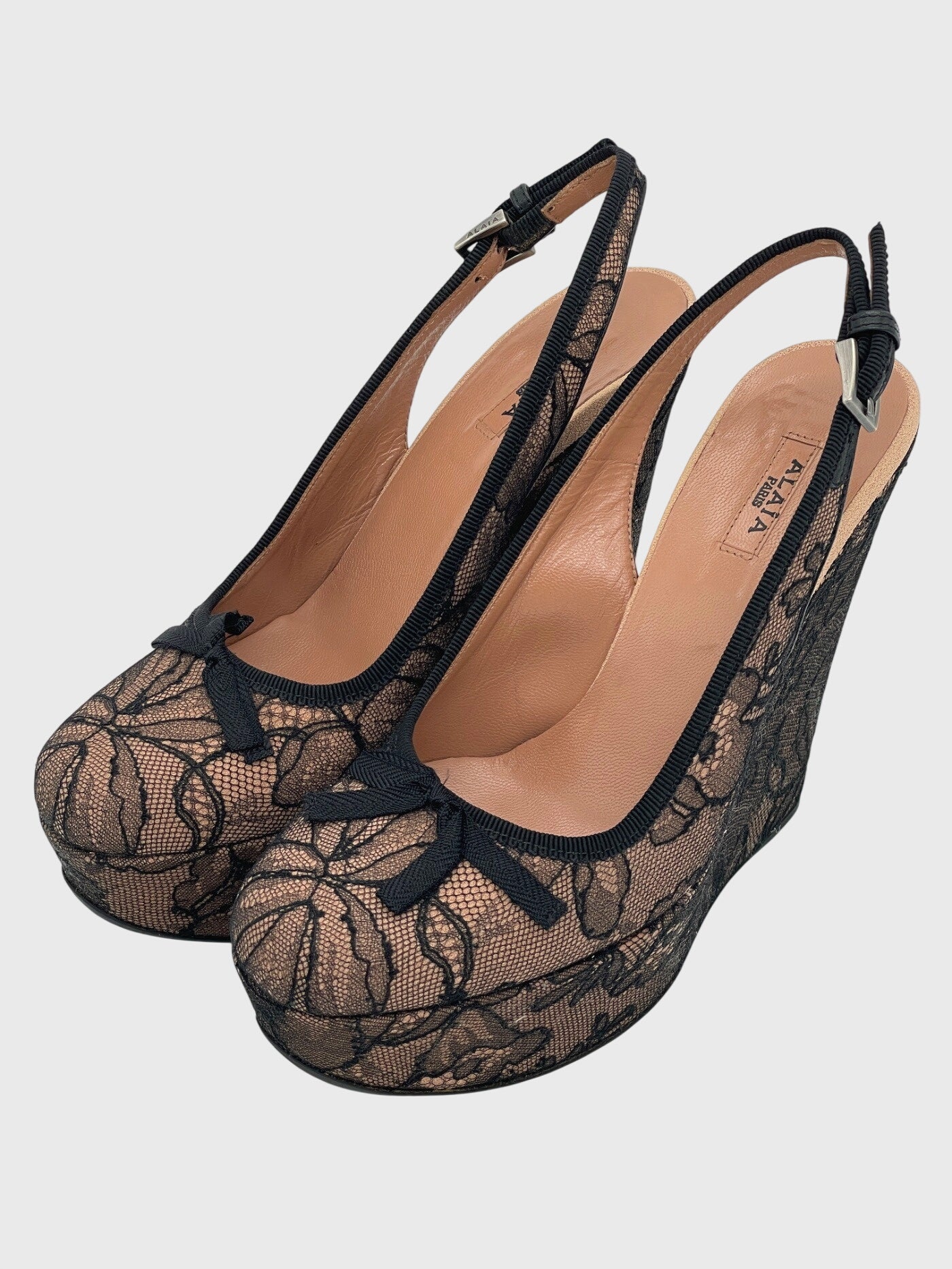 Alaïa Lace Wedge Slingback EU 36 Mehrfarbig