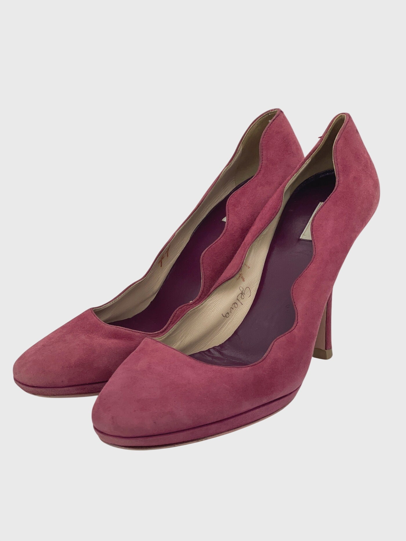 Prada Scalloped Suede Plateau Pump EU 41 Pink