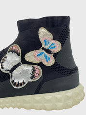 Valentino Garavani Printed Embroidered Accent Sock High Top Sneaker EU 38 Schwarz