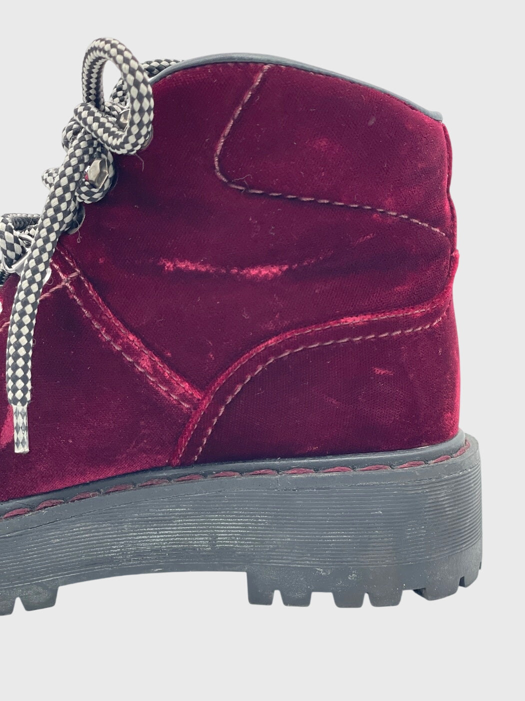 Prada Bordo Velvet Combat Stiefel EU 35 Lila - Image 7