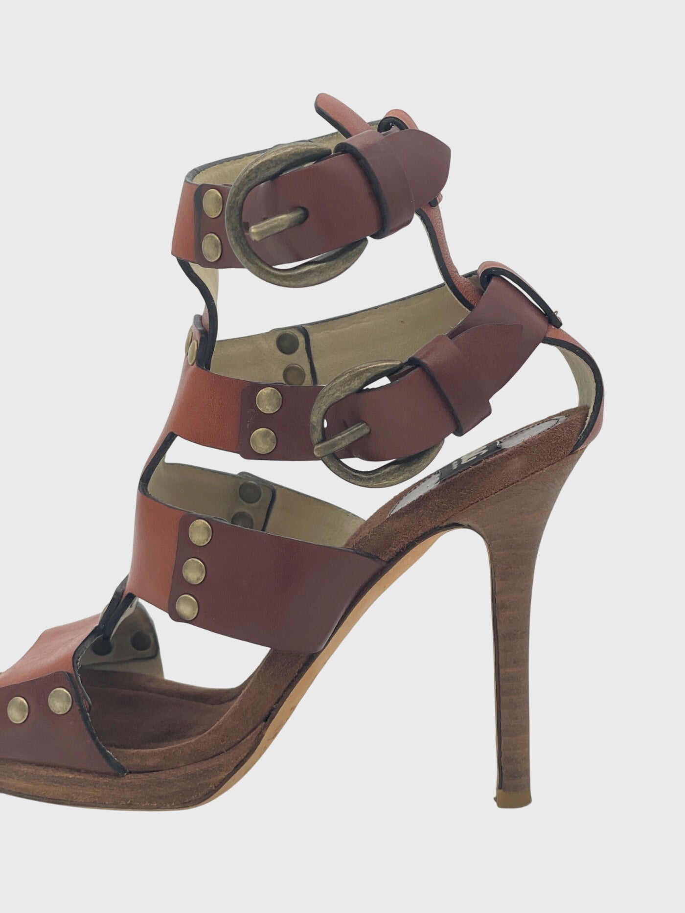 Dolce & Gabbana Gladiator Studded Buckle Sandale mit Absatz EU 35 Braun - Image 7