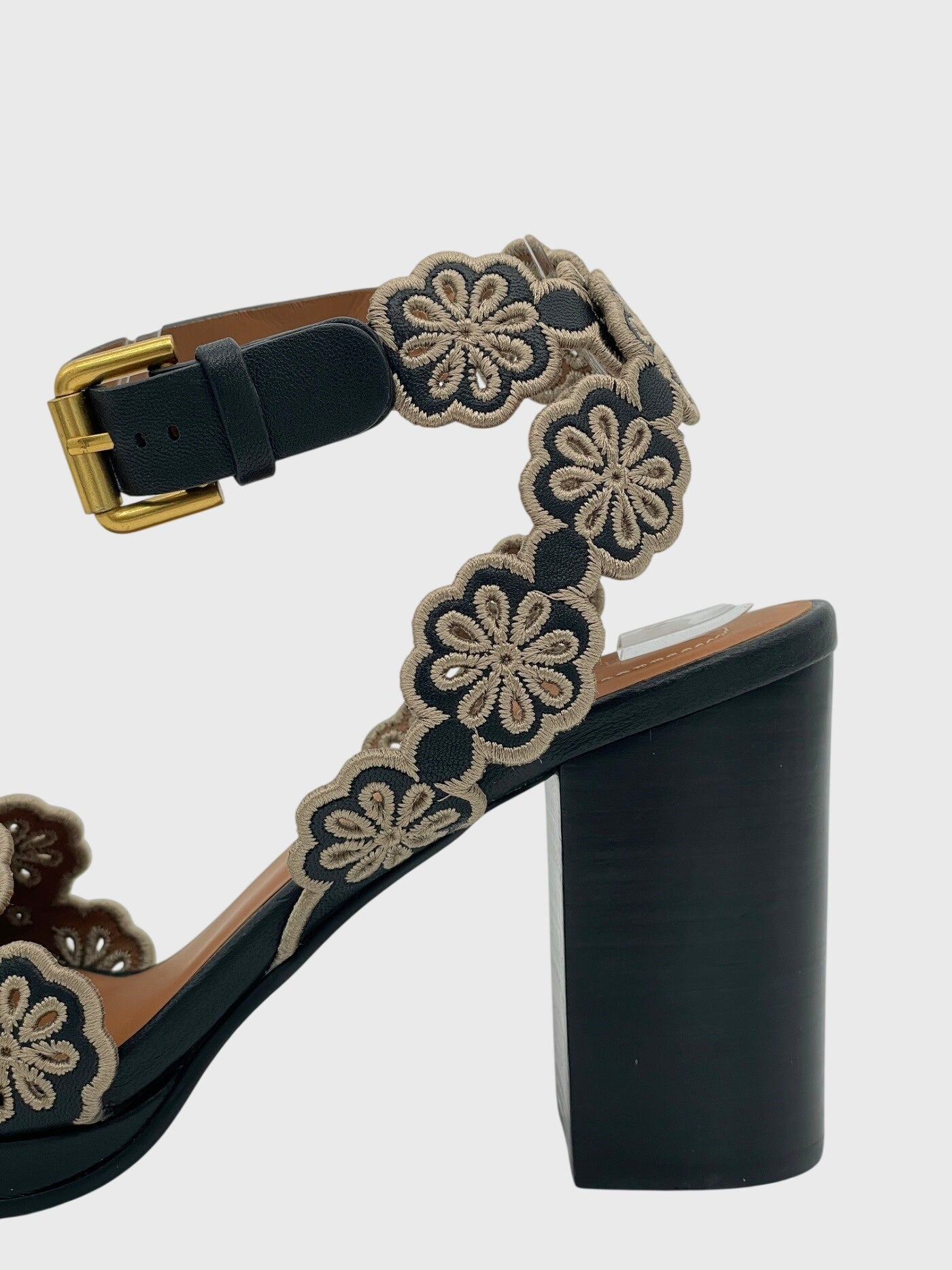 See by Chloe Kaddy Flower Embroidered Sandale mit Absatz EU 40 Schwarz