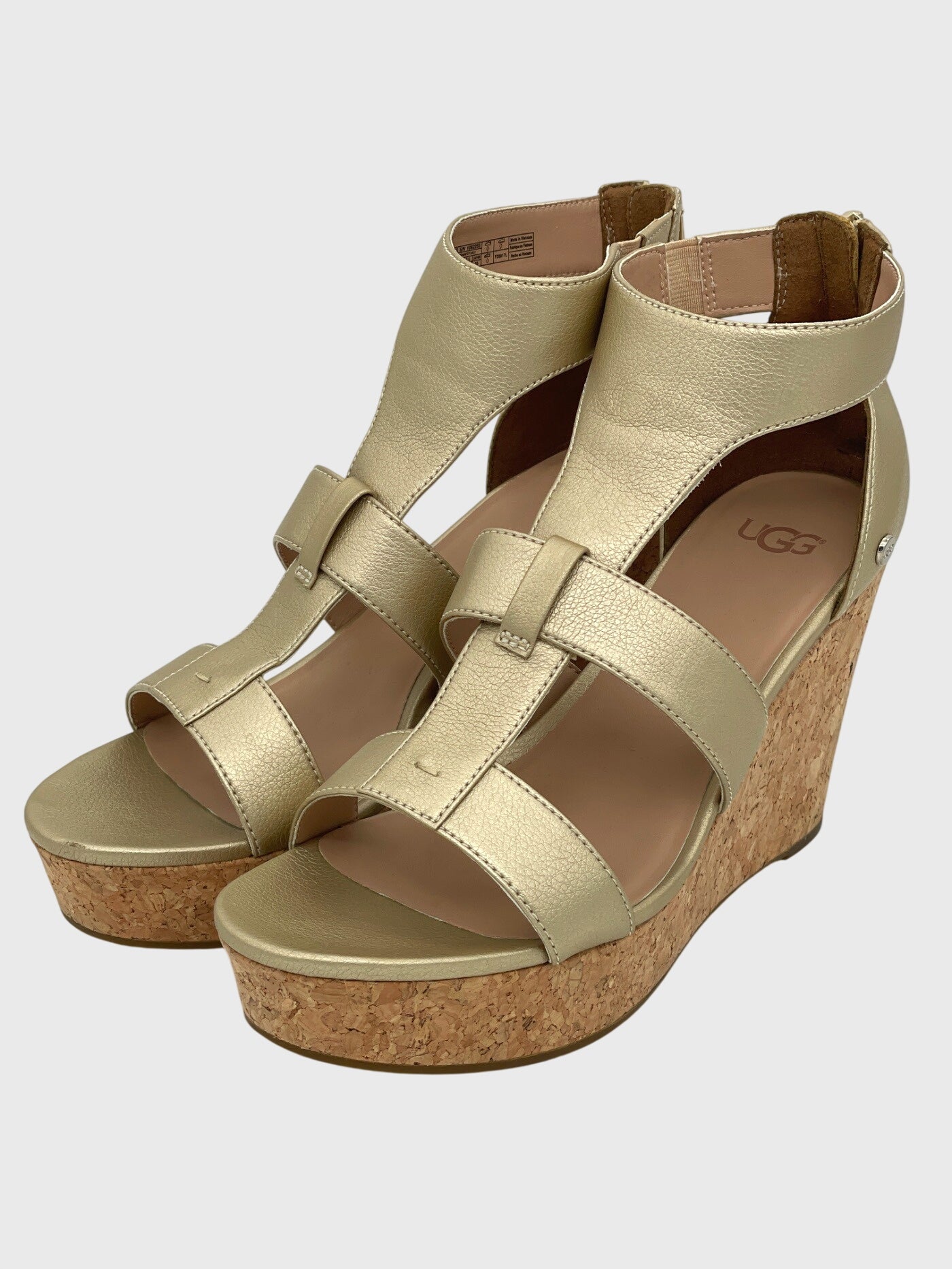 UGG Whitney Metallic Wedge Sandale mit Absatz EU 39 Metallic