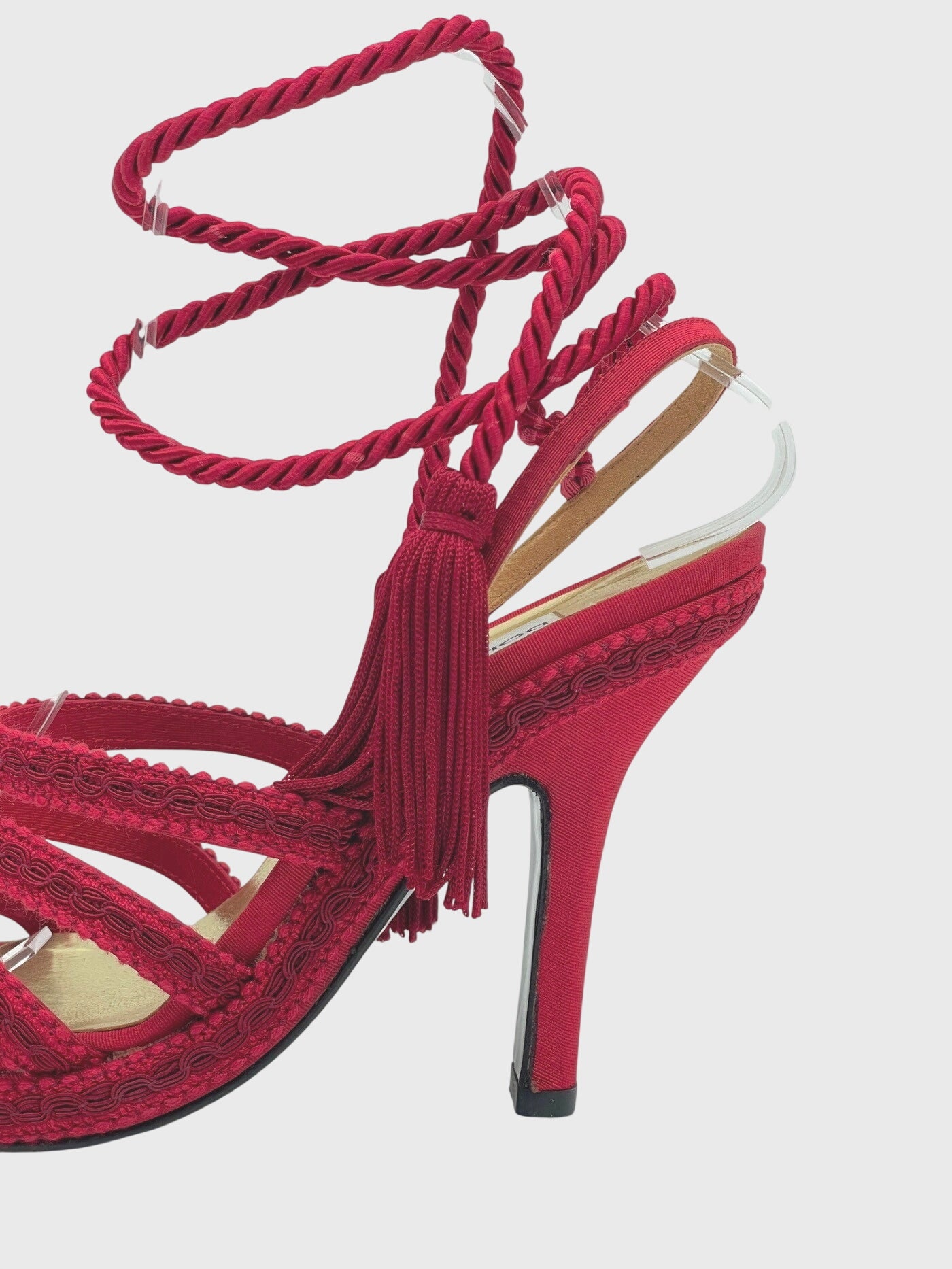 Dolce & Gabbana Passementerie Cord Sandale mit Absatz EU 36 Rot