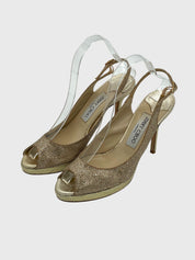 Jimmy Choo Nova Glitter Slingback EU 37 Metallic