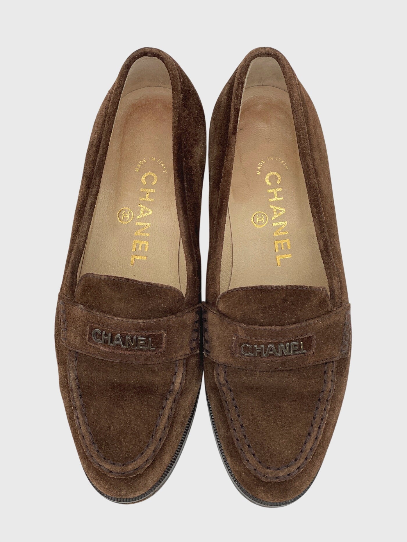 Chanel Logo Suede Penny Loafer EU 36.5 Braun