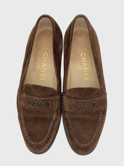 Chanel Logo Suede Penny Loafer EU 36.5 Braun