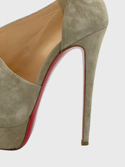 Christian Louboutin Suede D'Orsay Peep-Toe Plateau Pump EU 36.5 Beige