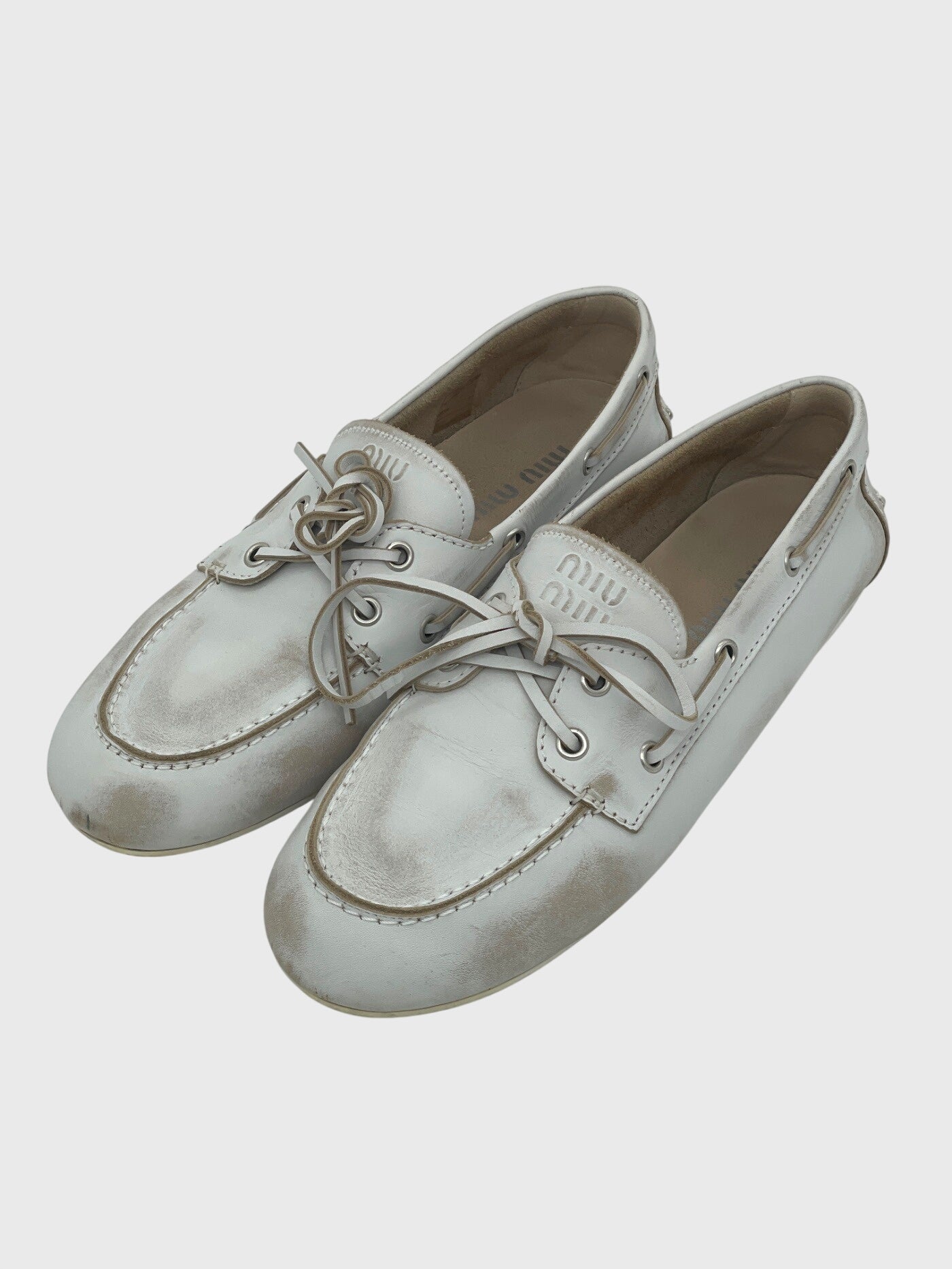 Miu Miu Boat Mokassin EU 40 Weiß