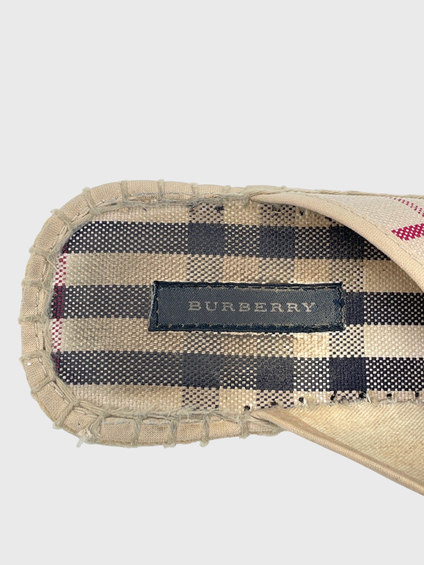 Burberry Vintage Check Espadrille Wedge Zehensteg Sandale EU 40 Beige - Image 7
