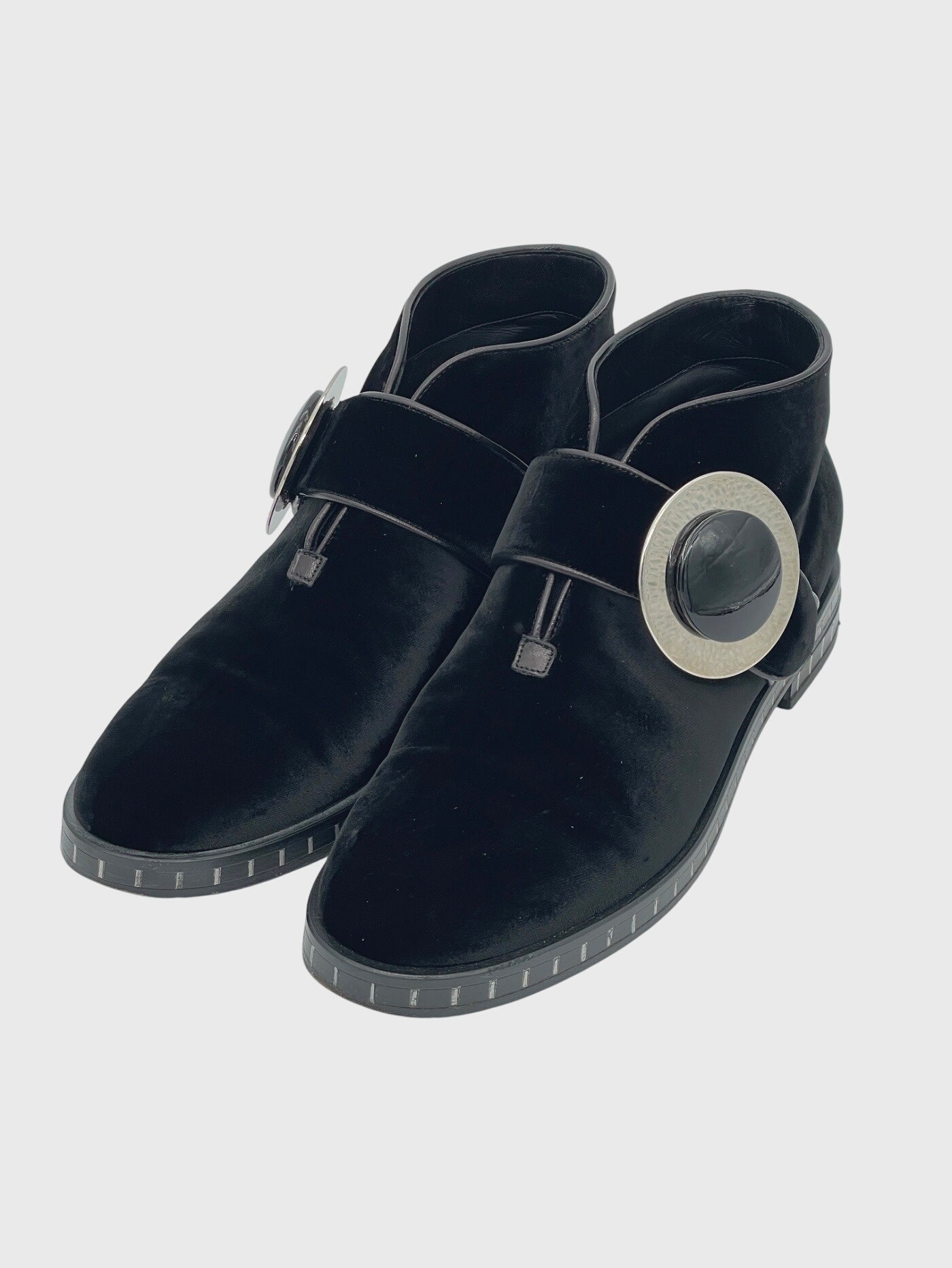 Giorgio Armani Velvet Buckle Ankle Boot EU 38.5 Schwarz