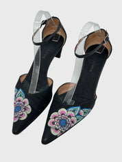 Giorgio Armani Floral Print Ankle Strap Pump EU 41 Schwarz
