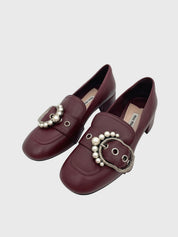 Miu Miu Pearl Buckle Pump EU 38.5 Rot