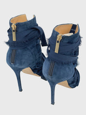 Elisabetta Franchi Suede Bandage Ankle Boot EU 37 Blau