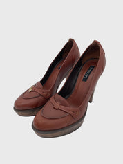 Patrizia Pepe Leder Plateau Pump EU 37 Braun