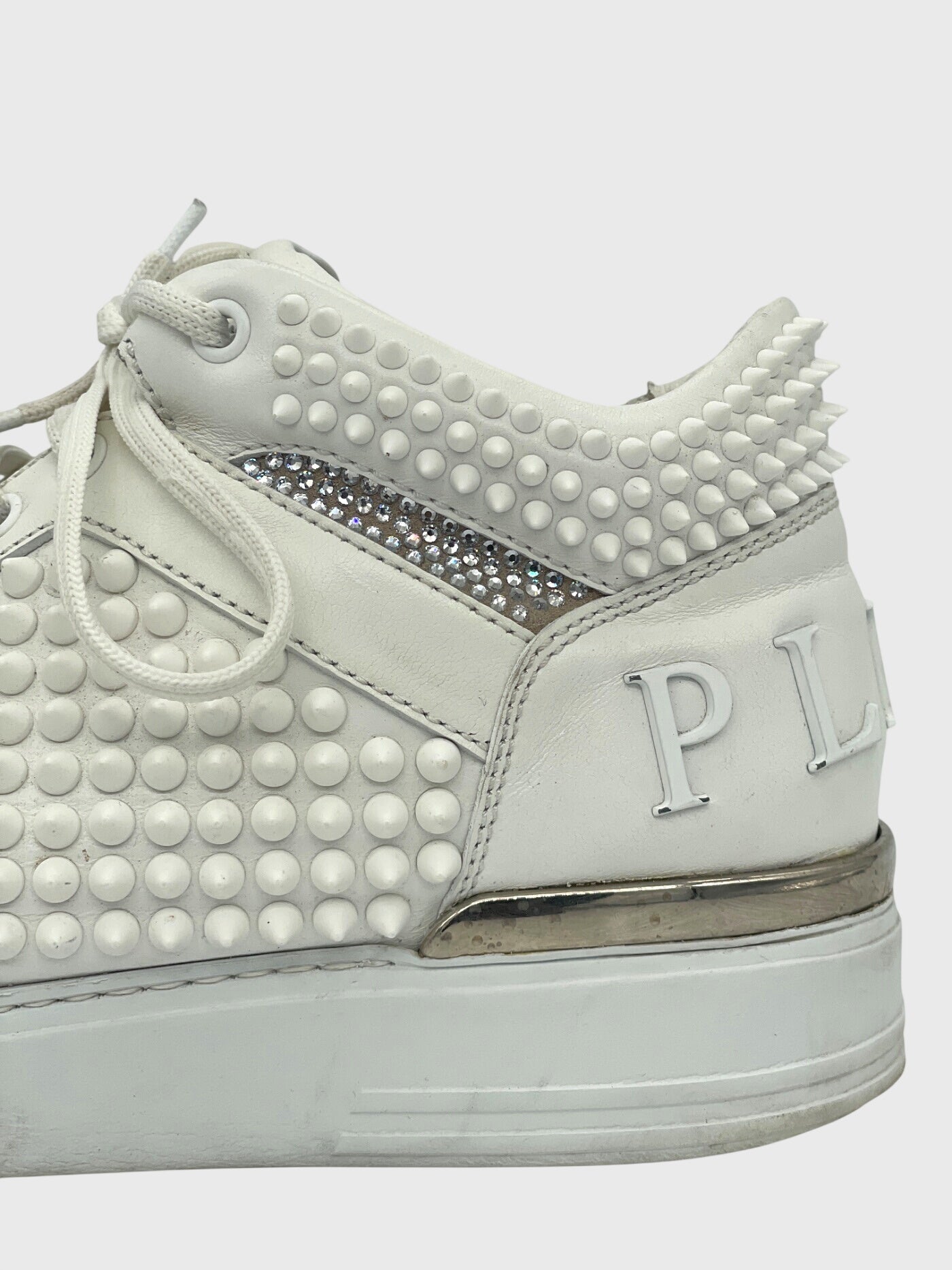 Philipp Plein Crystal Spikes High Top Sneaker EU 39 Weiß - Image 6