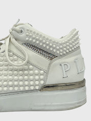 Philipp Plein Crystal Spikes High Top Sneaker EU 39 Weiß - Image 6