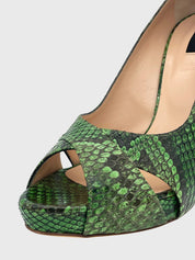 Bally Epika Genuine Python Plateau Pump EU 39.5 Grün - Image 7