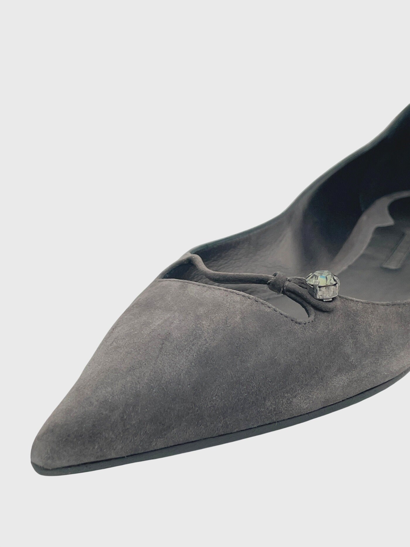 Giorgio Armani Pointed Toe Crystal Embellished Ballerina EU 41 Grau