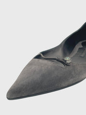 Giorgio Armani Pointed Toe Crystal Embellished Ballerina EU 41 Grau