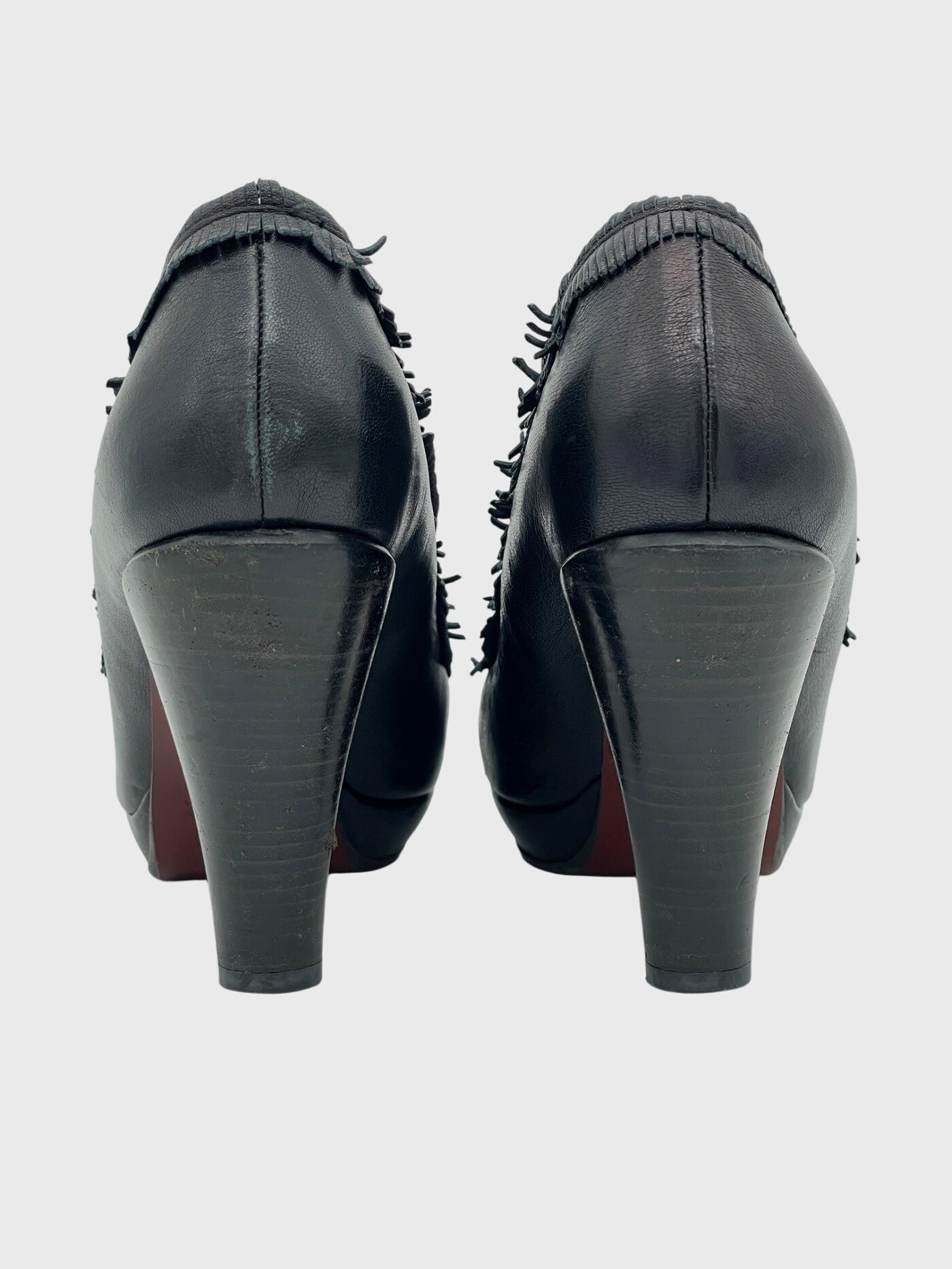 Chie Mihara Fringed Leather Plateau Pump EU 39 Schwarz