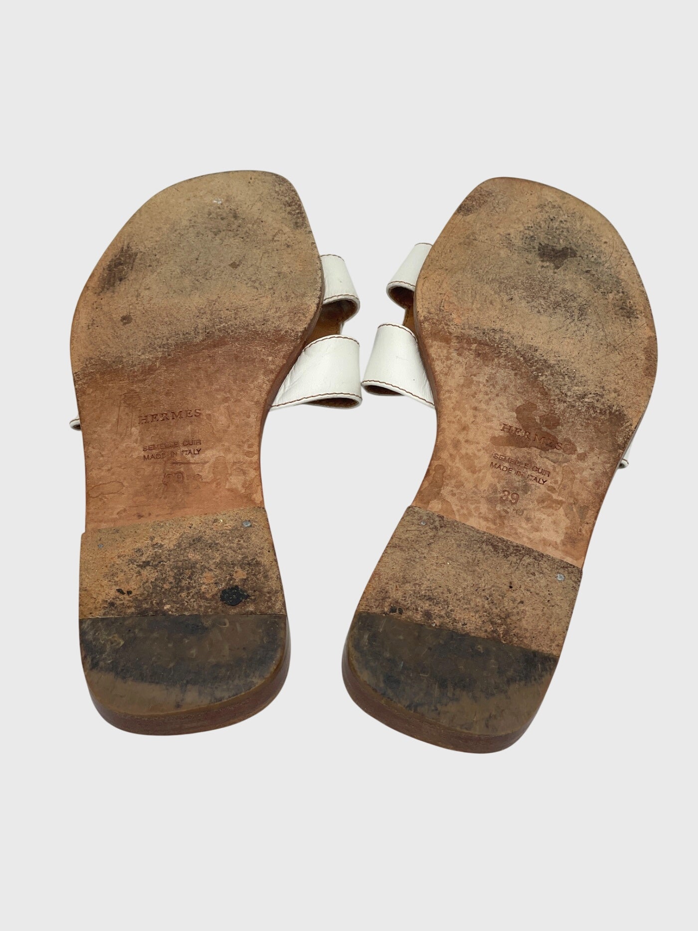 Hermès Oran Flache Sandale EU 39 Weiß - Image 8