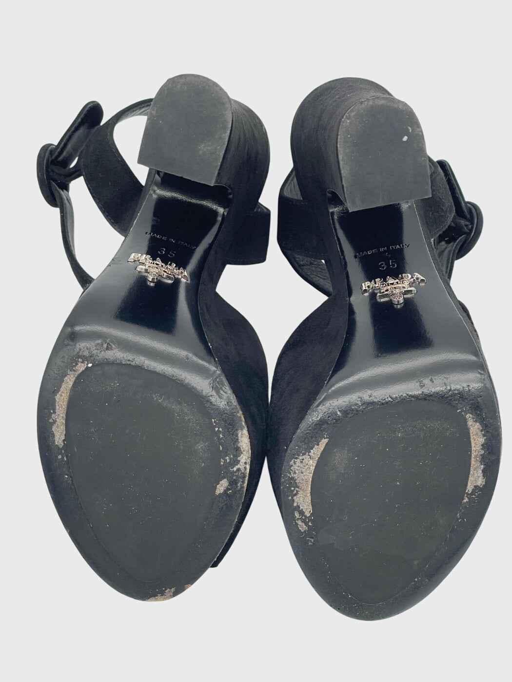 Prada Suede Platform Sandale mit Absatz EU 35 Schwarz - Image 8