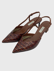 Max Mara Croc-Effect Slingback EU 39 Braun