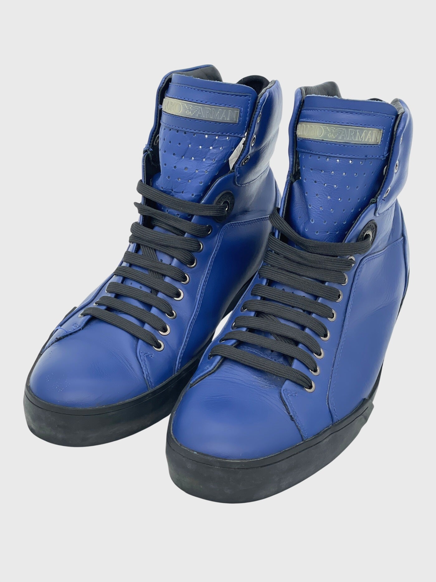 Emporio Armani High-Top Leather High Top Sneaker EU 44 Blau - Image 3