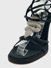 Valentino Garavani Snake Embellished Wrap Sandale mit Absatz EU 35.5 Schwarz