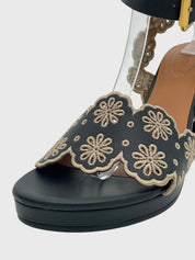 See by Chloe Kaddy Flower Embroidered Sandale mit Absatz EU 40 Schwarz