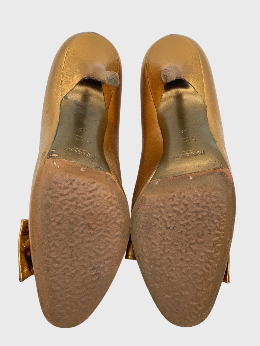 Saint Laurent / YSL Vintage Bow Mini Goat Pump EU 40 Metallic - Image 8