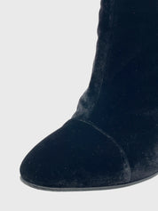 Dries Van Noten Velvet Block Heel Ankle Boot EU 39.5 Schwarz
