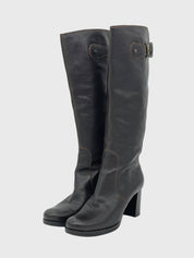 Emporio Armani Buckle Detail Grained Stiefel EU 38 Braun