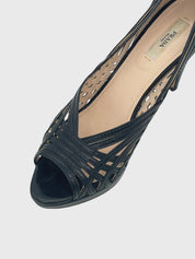 Prada Leather Strap Plateau Pump EU 38 Schwarz