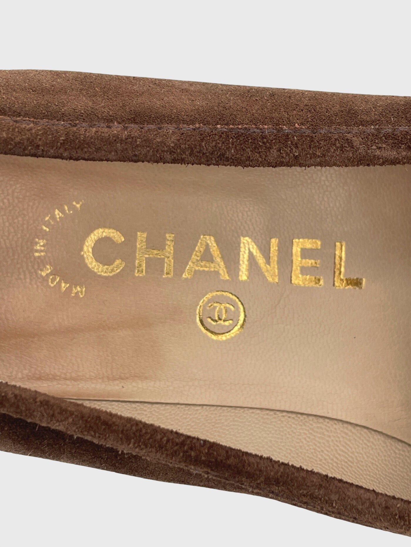 Chanel Logo Suede Penny Loafer EU 36.5 Braun