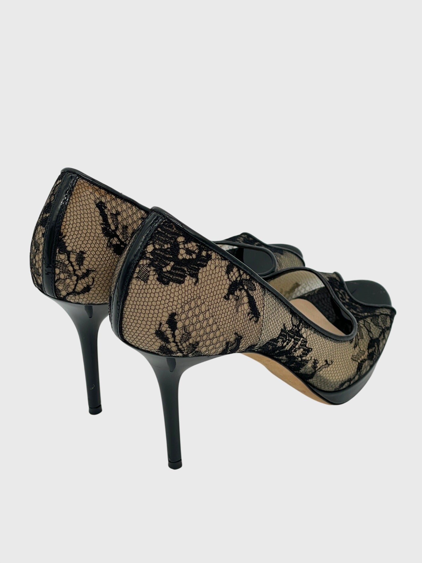 Jimmy Choo Luna Lace Peep-Toe Plateau Pump EU 36.5 Schwarz