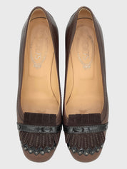 Tod's Fringed Studded Pump EU 38 Braun
