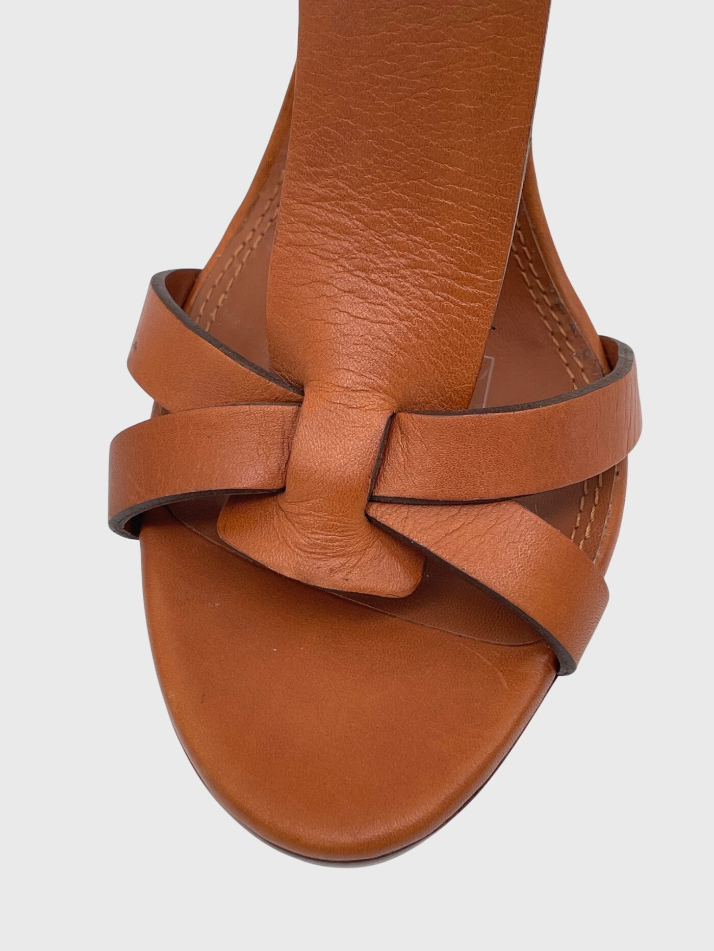 Ralph Lauren Collection T-Strap Vachetta Sandale mit Absatz EU 38.5 Braun - Image 5