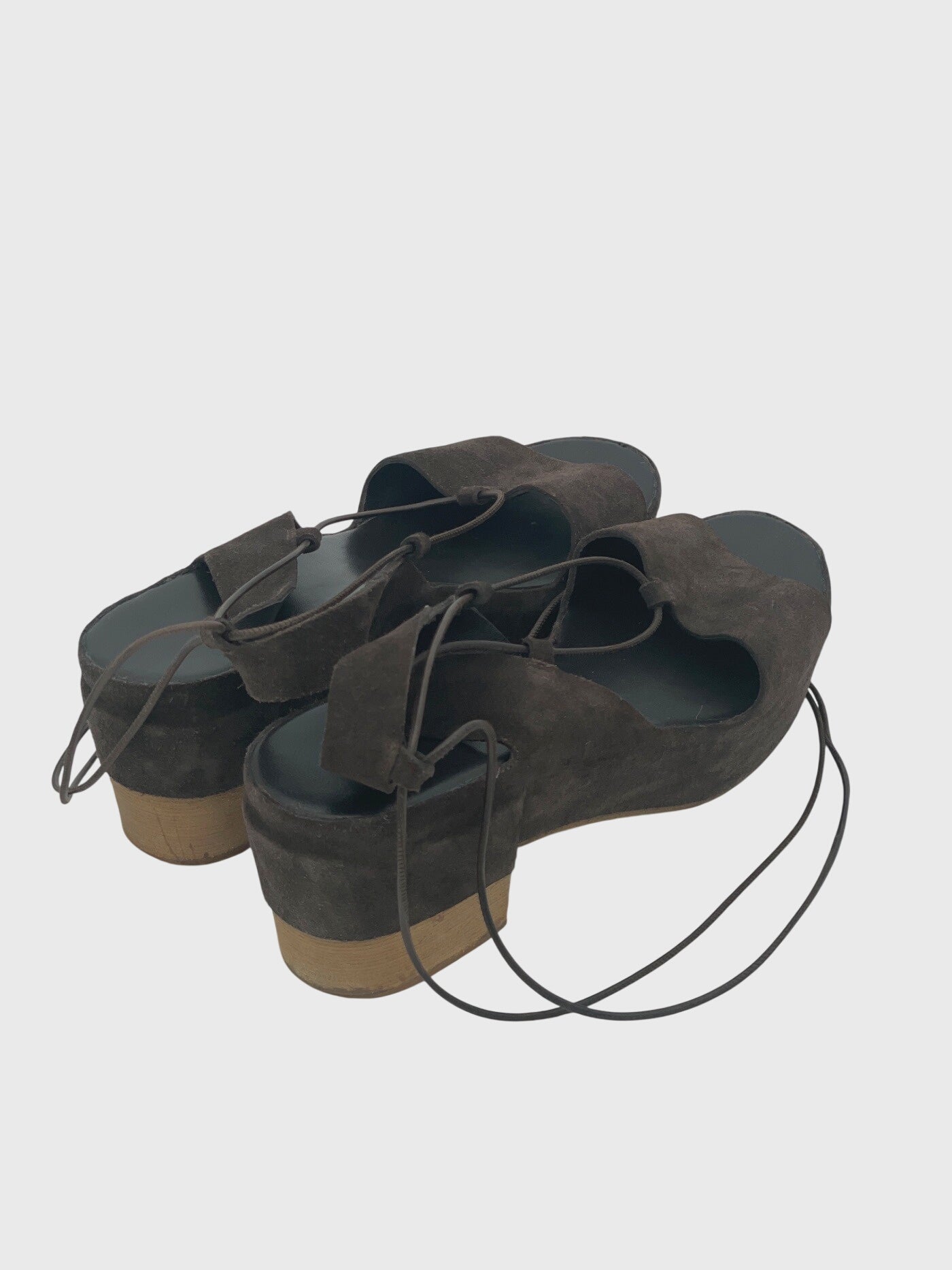 Roberto del Carlo Suede Lace-Up Platform Sandale mit Absatz EU 39 Braun