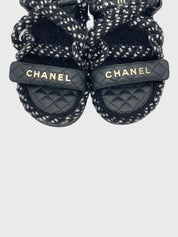Chanel Cord Lambskin Flache Sandale EU 38 Mehrfarbig