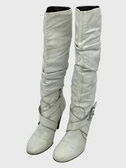 Bally Slouch Buckle Stiefel EU 38.5 Weiß