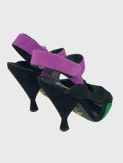 Prada Suede Colorblock Ankle Strap Plateau Pump EU 39 Mehrfarbig